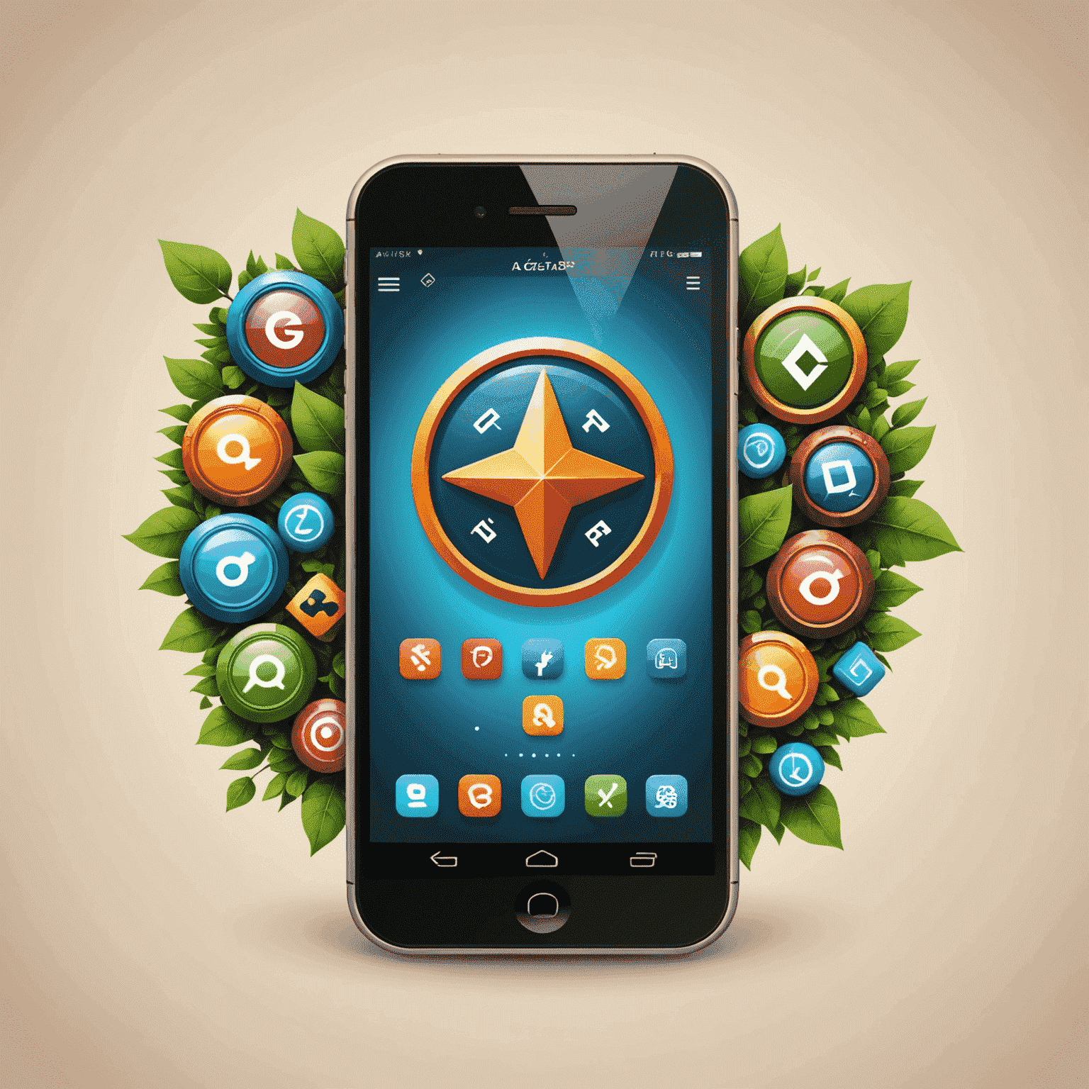 Gazalaro Mobile logo - A stylized mobile device with game icons